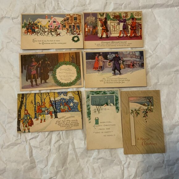 VINTAGE CHRISTMAS POSTCARDS - LOT OF 7 - Picture 1 of 2